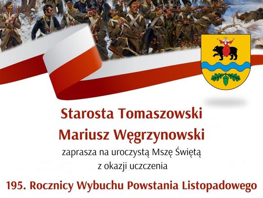 Zaproszenie na obchody 195. rocznicy wybuchu powstania listopadowego