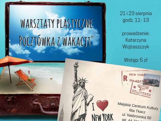 Zaproszenie na warsztaty plastyczne "Pocztówka z wakacji"