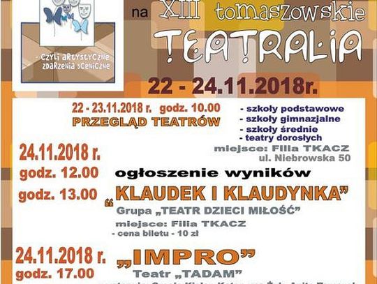 Zaproszenie na XIII Tomaszowskie Teatralia 2018