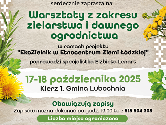 Zielarstwo i dawne ogrodnictwo: warsztaty 17–18 X 2025
