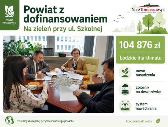 Zieleń zamiast betonu przy starostwie. Powiat Tomaszowski dostał pieniądze z programu „Łódzkie dla klimatu”