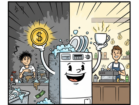 Zmywarka do kawiarni - dlaczego to inwestycja, która zmieni Twój biznes