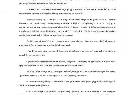 ZUS wyśle informacje o stanie konta ubezpieczonego i wysokości hipotetycznej emerytury