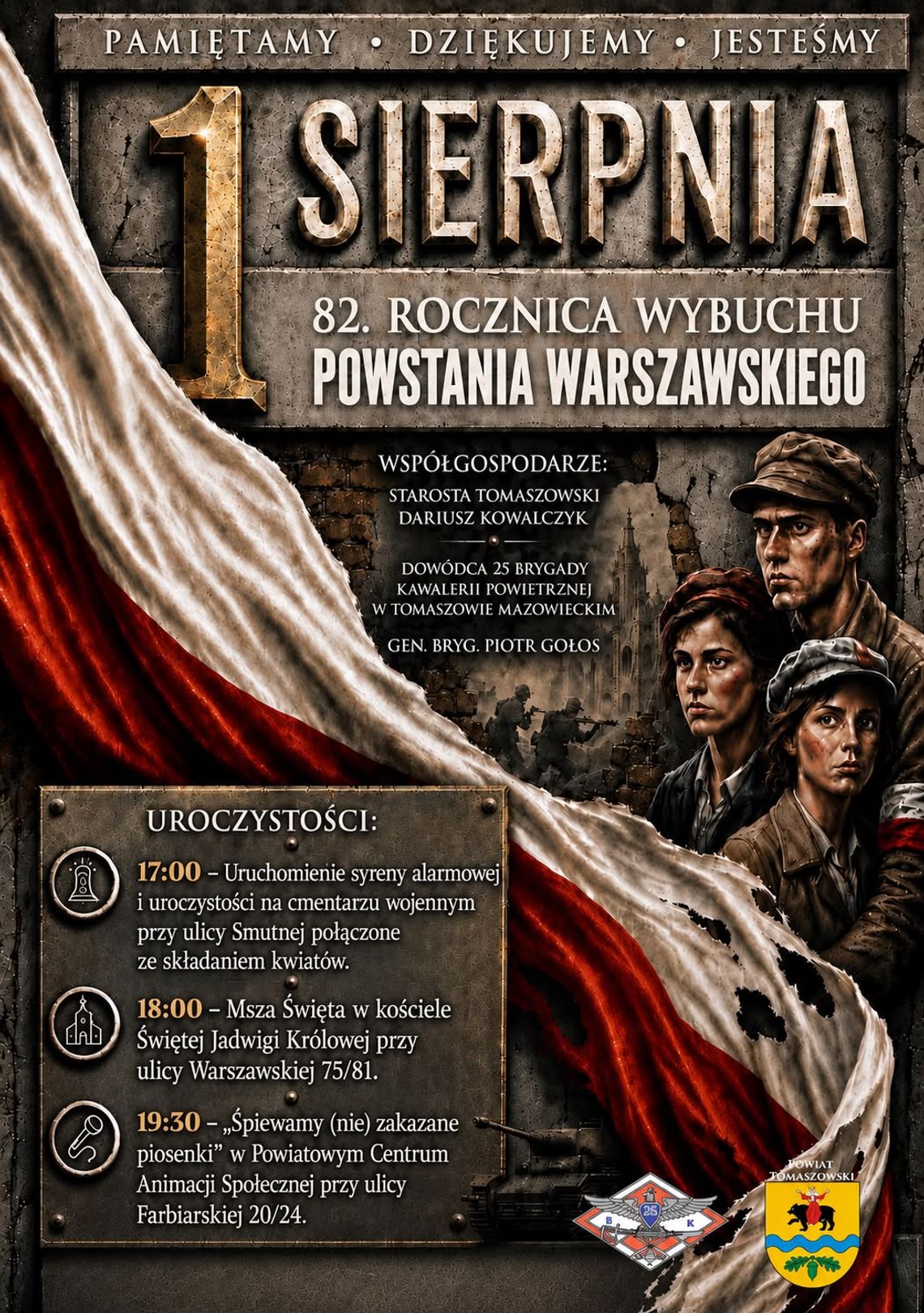 Plakat obchodów 82. rocznicy wybuchu Powstania Warszawskiego w Tomaszowie Mazowieckim