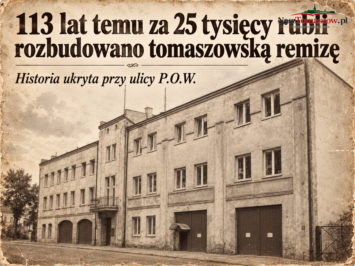 113 lat temu rozbudowano tomaszowską remizę. Historia ukryta przy ulicy P.O.W. i koszt, który robił wrażenie