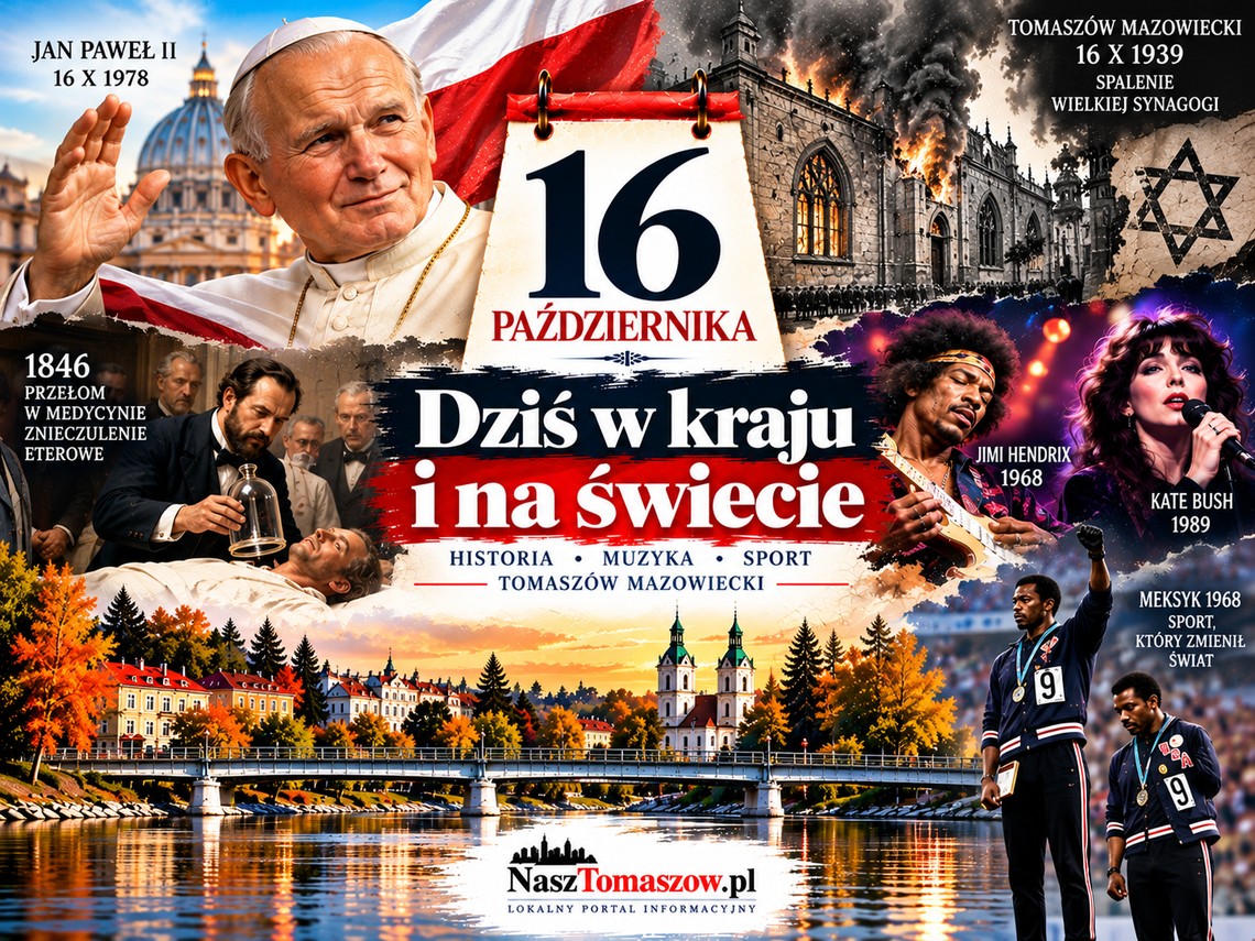 16 października w historii. Jan Paweł II, płonąca synagoga w Tomaszowie i dzień, który zmienił medycynę