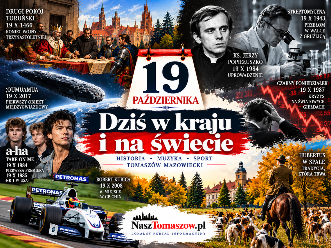 19 października w historii. Pokój toruński, porwanie ks. Popiełuszki i lek, który zmienił walkę z gruźlicą 19 października w historii. Pokój toruński, porwanie ks. Popiełuszki i lek, który zmienił walkę z gruźlicą