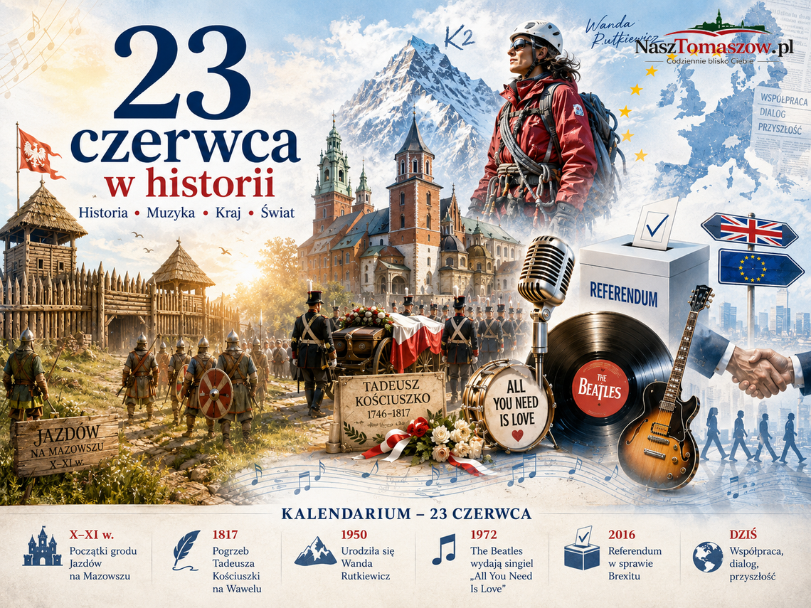 23 czerwca w historii. Od Jazdowa i Kościuszki po K2, Brexit i muzykę wolności 23 czerwca w historii. Od Jazdowa i Kościuszki po K2, Brexit i muzykę wolności