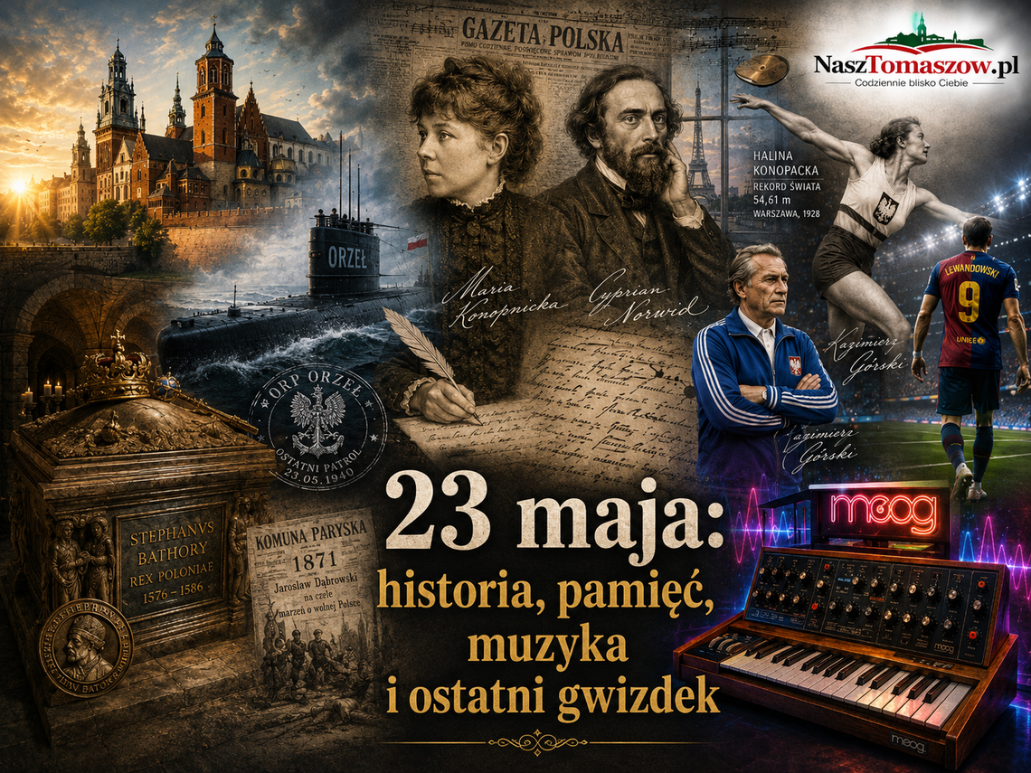 23 maja: Batory na Wawelu, Norwid w paryskim cieniu, Konopnicka, „Orzeł”, Moog i ostatni taniec Lewandowskiego 23 maja: Batory na Wawelu, Norwid w paryskim cieniu, Konopnicka, „Orzeł”, Moog i ostatni taniec Lewandowskiego