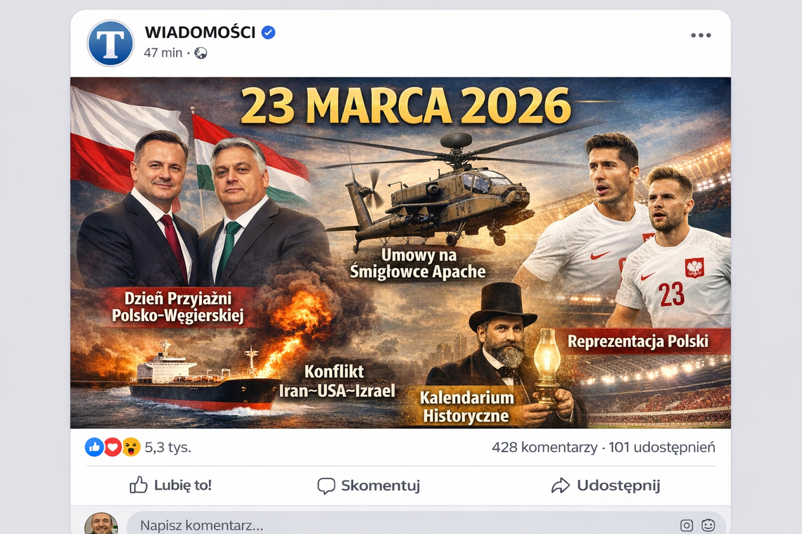 23 marca 2026 – najważniejsze wydarzenia w Polsce i na świecie. Polityka, historia, sport i gospodarka [PRZEGLĄD DNIA]
