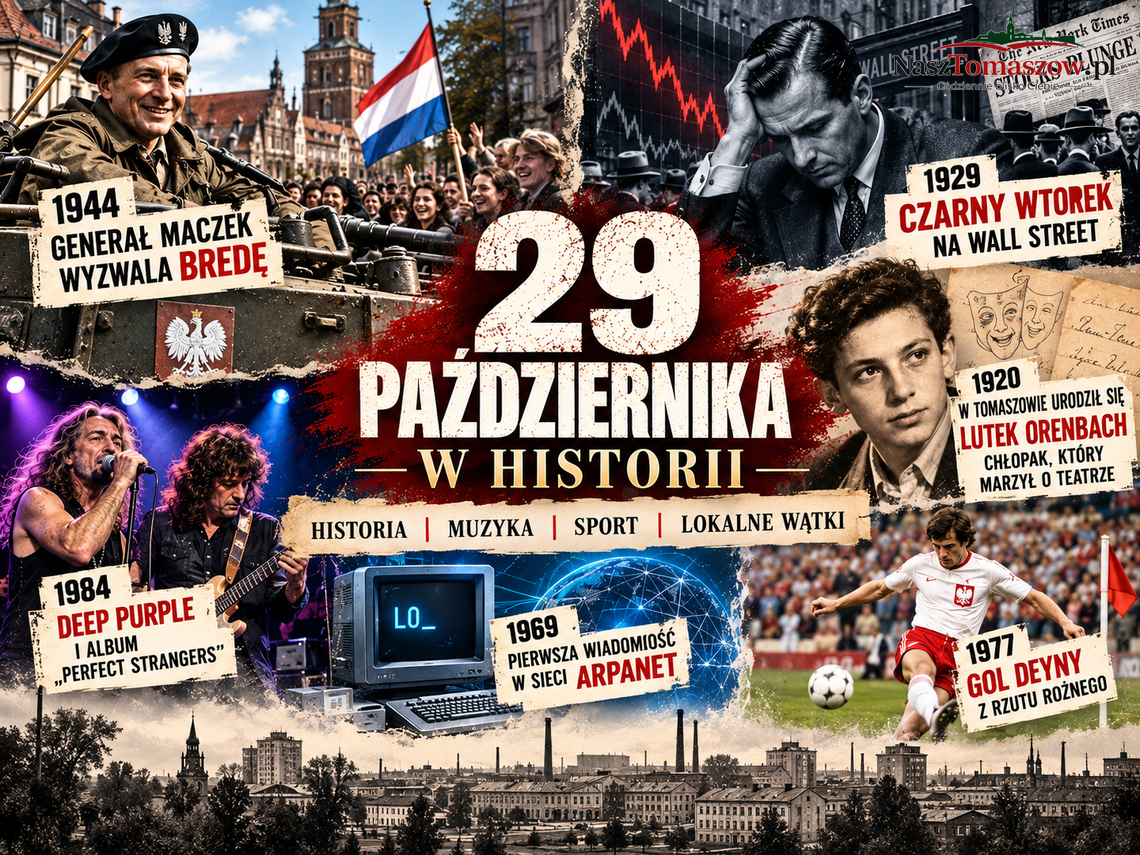 29 października w historii. Generał Maczek wyzwala Bredę, Wall Street przeżywa katastrofę, a Tomaszów pamięta chłopaka, który marzył o teatrze 29 października w historii. Generał Maczek wyzwala Bredę, Wall Street przeżywa katastrofę, a Tomaszów pamięta chłopaka, który marzył o teatrze