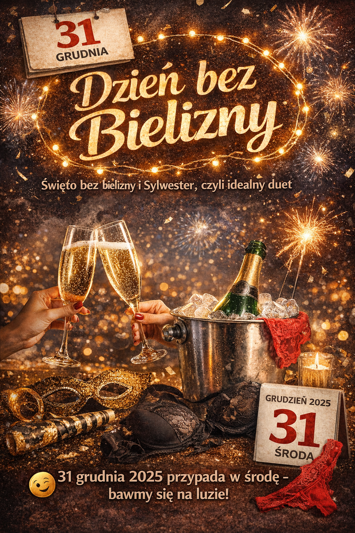 31 grudnia 2025: Dzień bez Bielizny wypada w Sylwestra — pretekst, by wejść w Nowy Rok na luzie