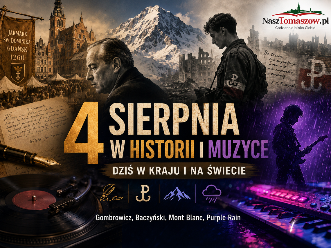 4 sierpnia 2026: Gombrowicz, Baczyński, Mont Blanc i „Purple Rain”. Rząd o sankcjach, Europa o kryzysie w Ceucie 4 sierpnia 2026: Gombrowicz, Baczyński, Mont Blanc i „Purple Rain”. Rząd o sankcjach, Europa o kryzysie w Ceucie