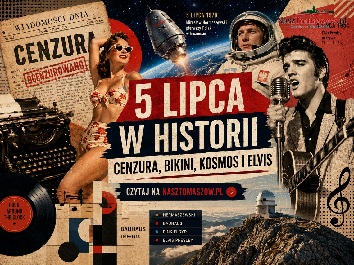 5 lipca. Od cenzury i VAT-u po bikini, Bauhaus, Hermaszewskiego i dźwięk, od którego zaczął się Elvis 5 lipca. Od cenzury i VAT-u po bikini, Bauhaus, Hermaszewskiego i dźwięk, od którego zaczął się Elvis