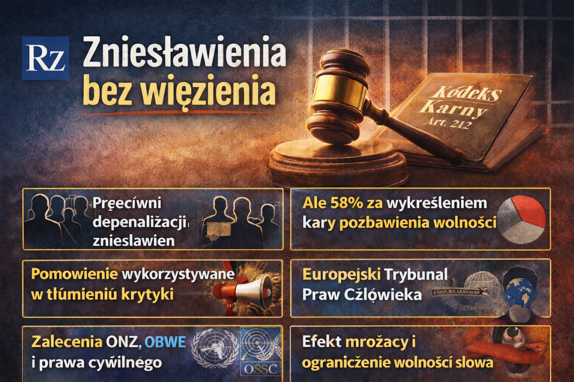 58 proc. ekspertów  jest przeciwnych depenalizacji zniesławień.