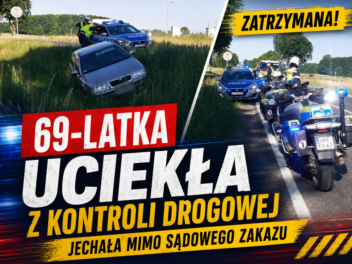 69-latka uciekła z kontroli drogowej. Jechała mimo sądowego zakazu