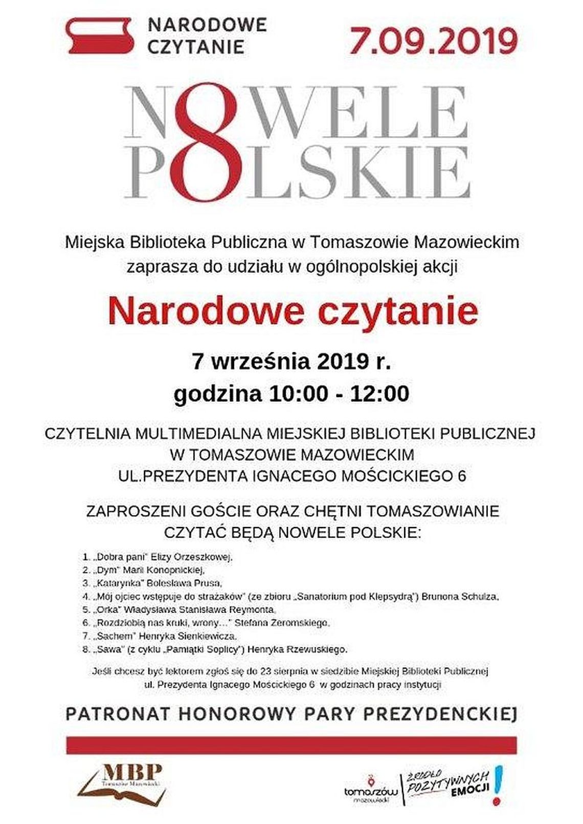 7 września Narodowe czytanie polskich nowel