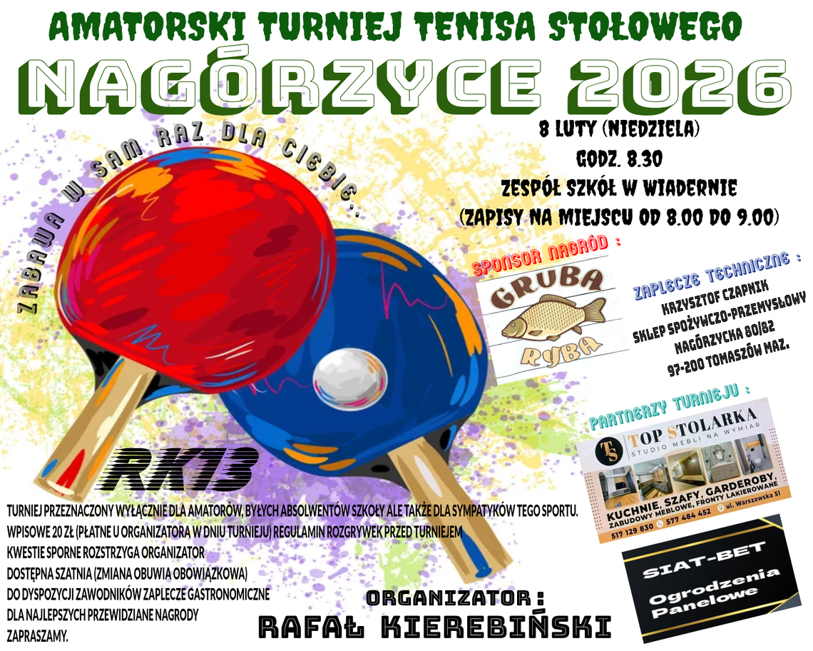 8 lutego w Nagórzycach: Amatorski Turniej Tenisa Stołowego