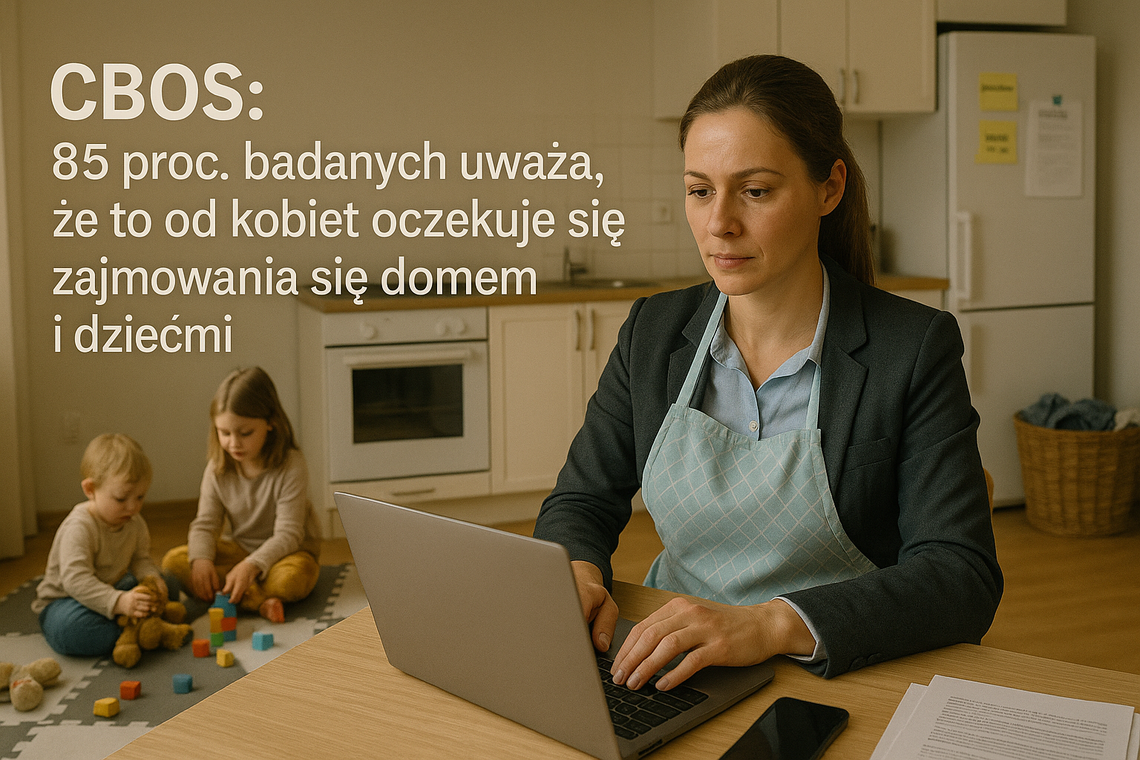 85 proc. badanych uważa, że to od kobiet oczekuje się zajmowania się domem i dziećmi