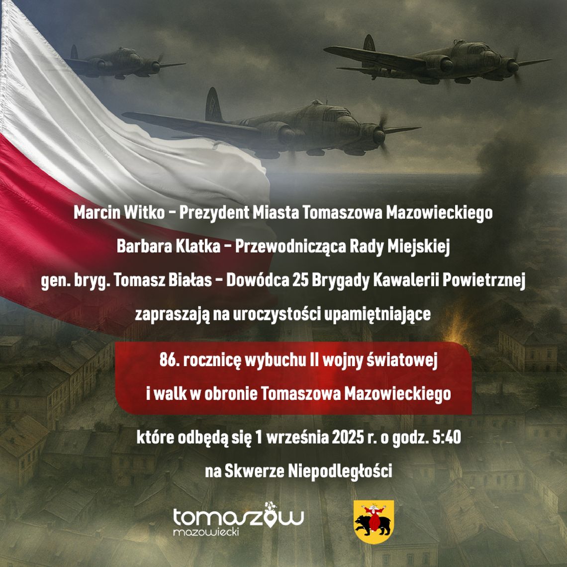 86. Rocznica Wybuchu II Wojny Światowej i Walk w Obronie Tomaszowa Mazowieckiego