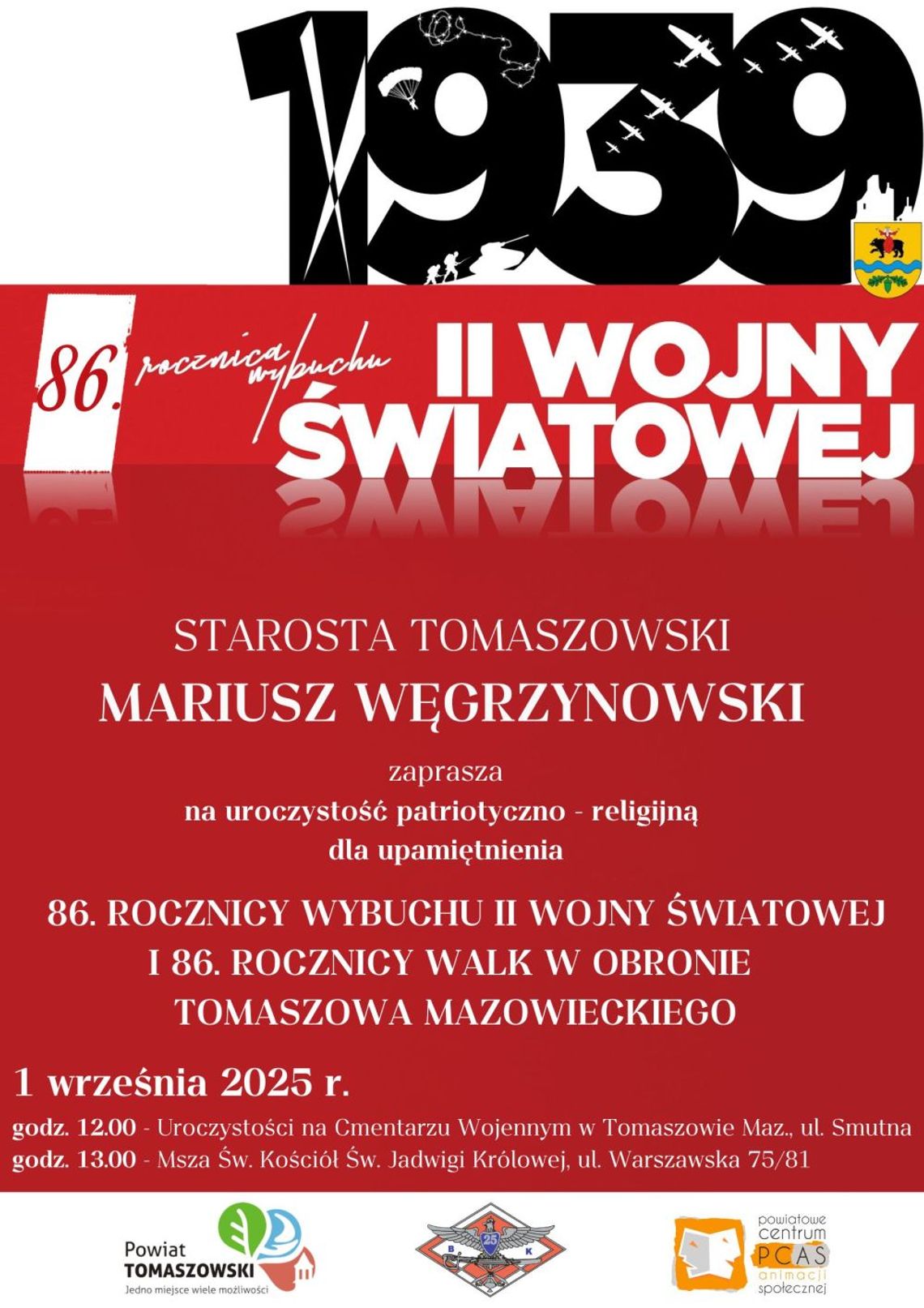 86. rocznica wybuchu II wojny światowej i walk w obronie Tomaszowa Mazowieckiego