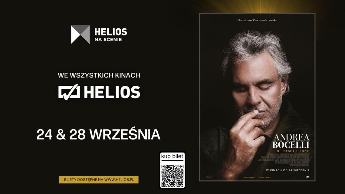 „Andrea Bocelli: Because I Believe” w Helios na Scenie. Film, który śpiewa o życiu