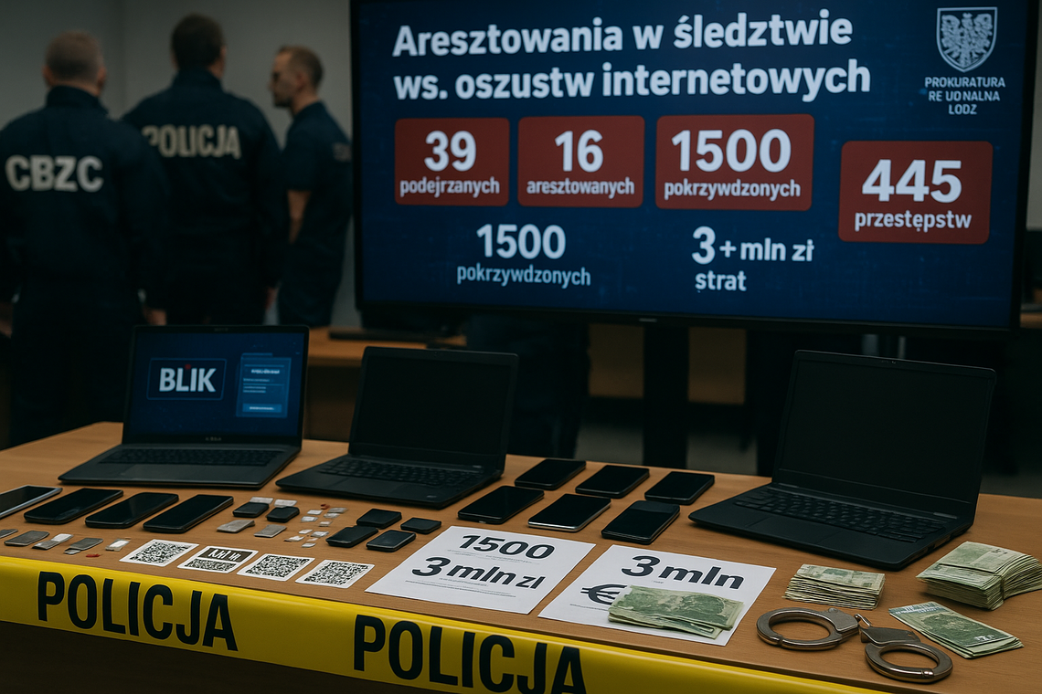 Aresztowania w śledztwie ws. oszustw internetowych; 1500 pokrzywdzonych