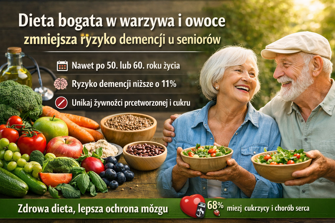 Badania: dieta bogata w warzywa i owoce może zmniejszyć ryzyko demencji – nawet u seniorów