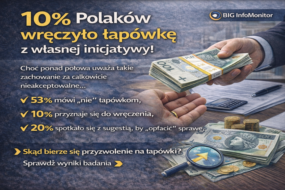 Badanie: 10 proc. Polaków wręczyło z własnej inicjatywy łapówkę