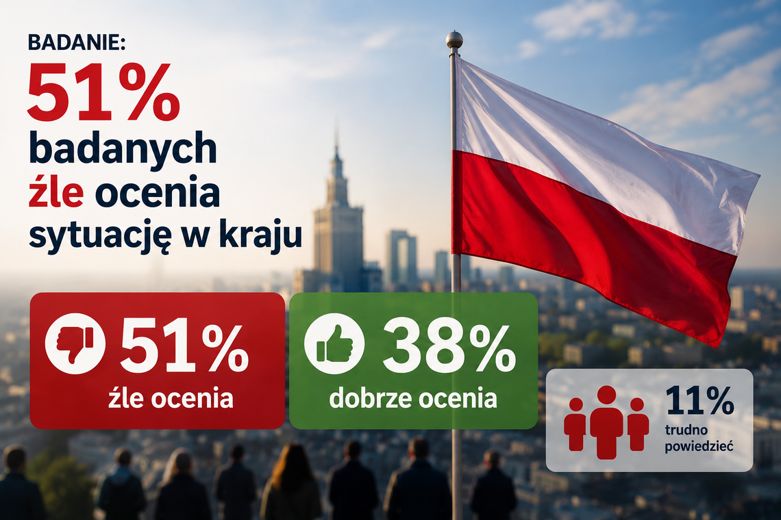 Badanie: 51 proc. badanych źle ocenia sytuację w kraju, 38 proc. - dobrze