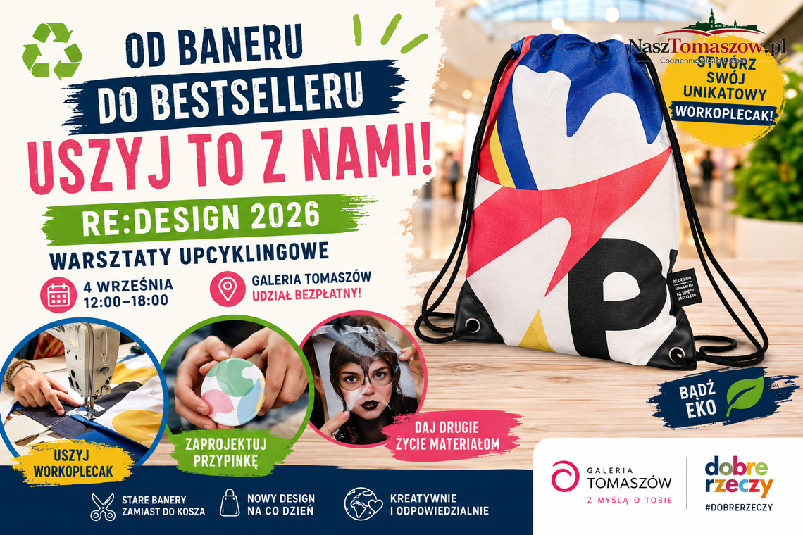 Baner reklamowy zamiast do kosza trafi pod igłę. Galeria Tomaszów zaprasza na RE 2026