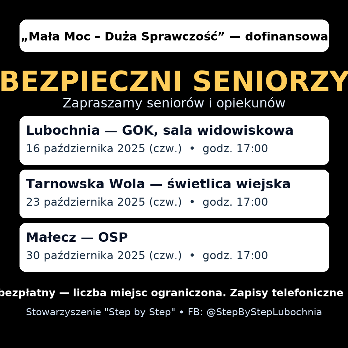 „Bezpieczni Seniorzy” w gminie Lubochnia. Stowarzyszenie „Step by Step” z mikrograntem 10 000 zł „Bezpieczni Seniorzy” w gminie Lubochnia. Stowarzyszenie „Step by Step” z mikrograntem 10 000 zł