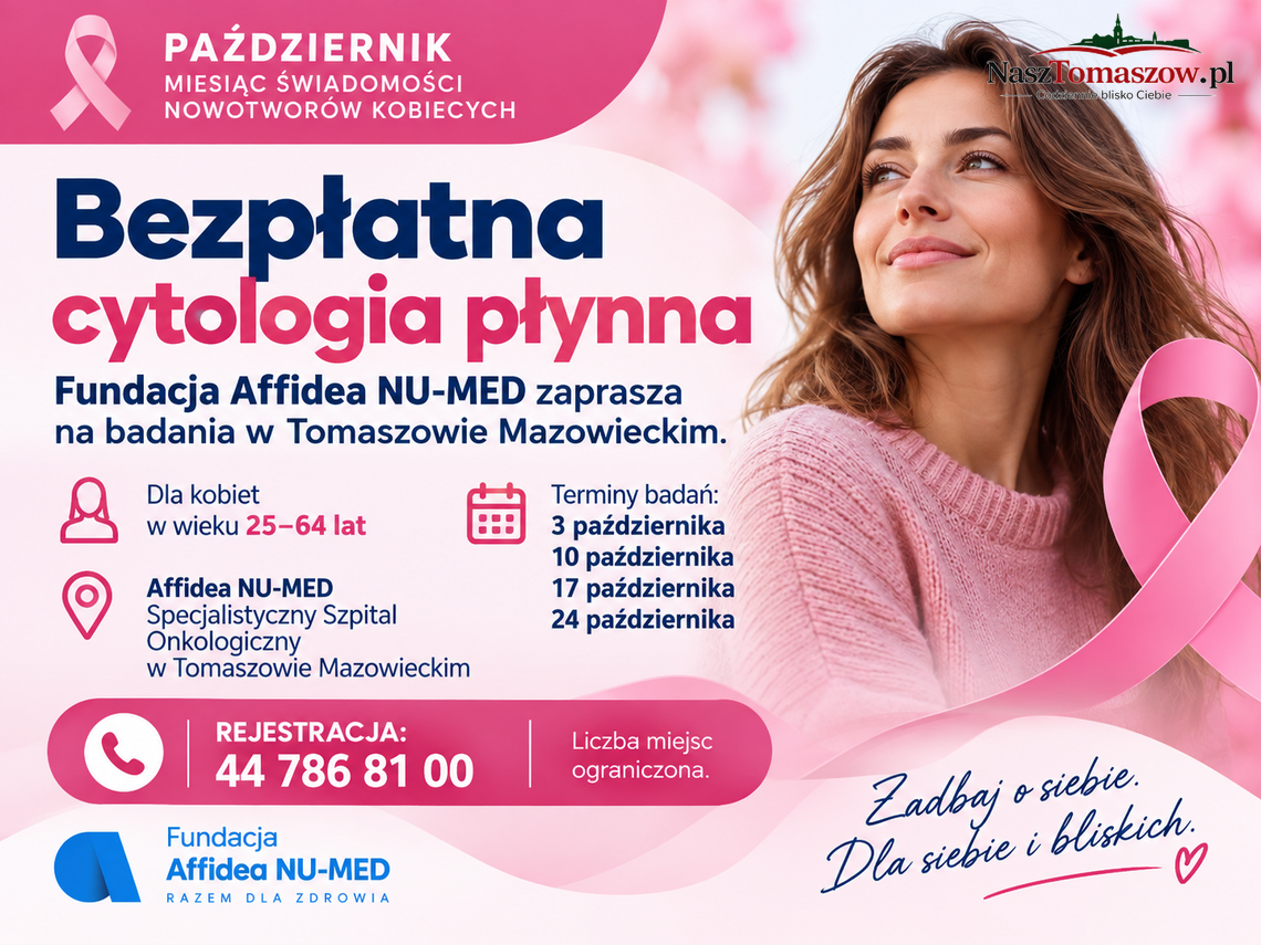 Bezpłatna cytologia płynna w Tomaszowie. Cztery terminy badań w październiku Bezpłatna cytologia płynna w Tomaszowie. Cztery terminy badań w październiku