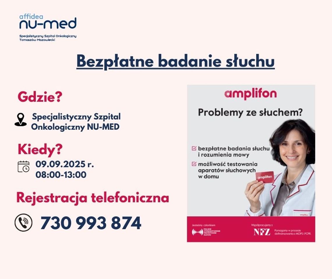 Bezpłatne badanie słuchu w szpitalu – zapraszamy 9 września