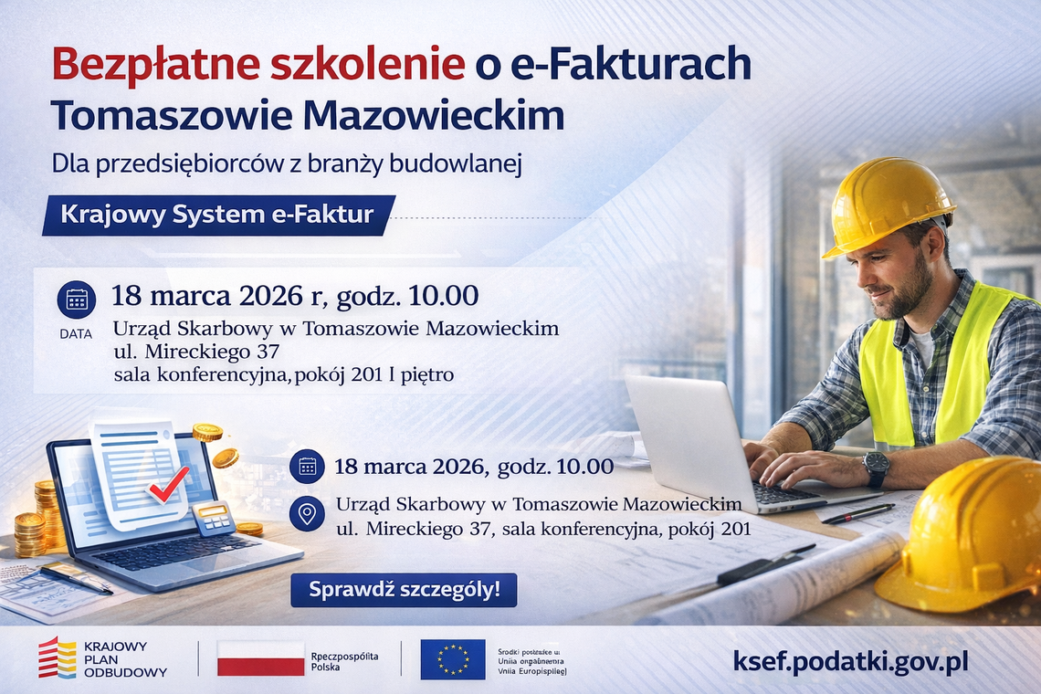 Bezpłatne szkolenie o e-Fakturach. Skorzystają przedsiębiorcy z branży budowlanej