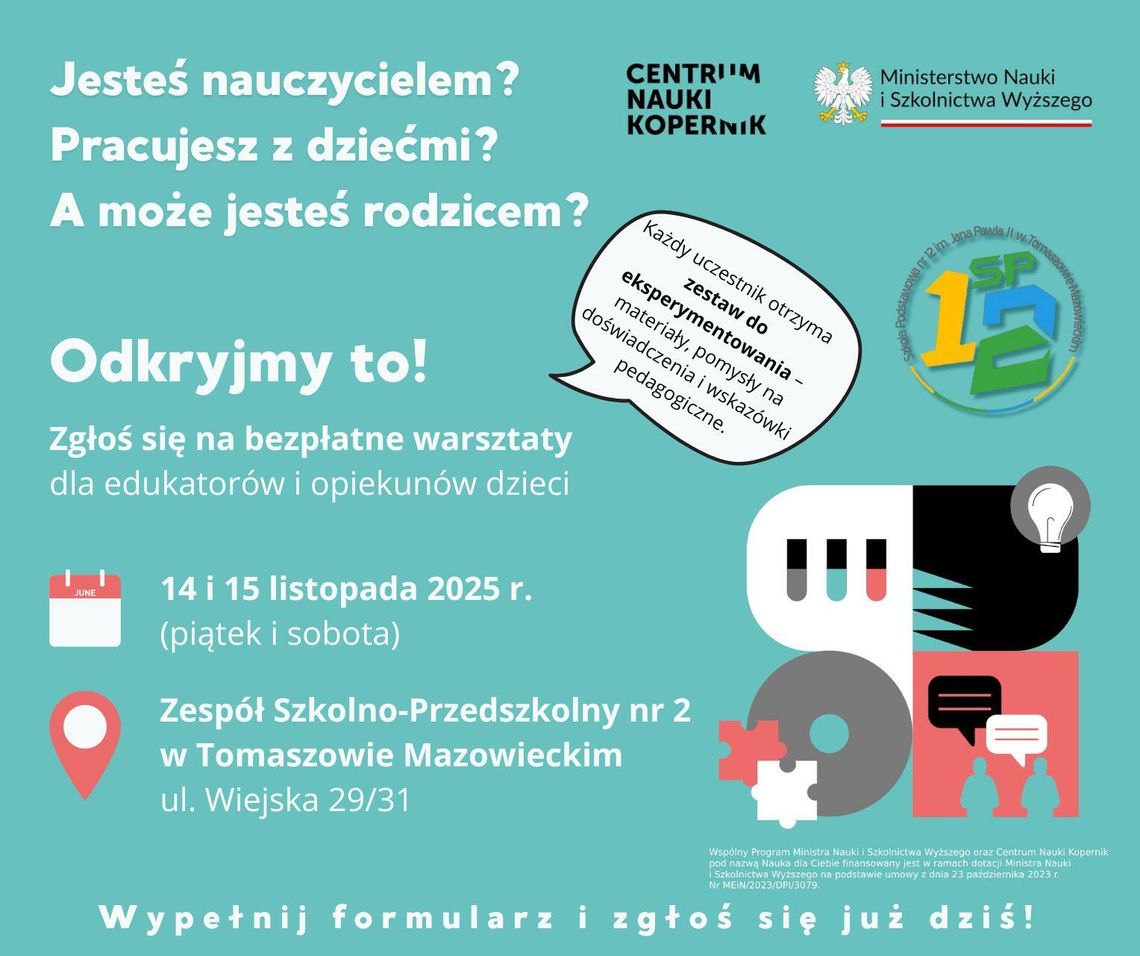 Bezpłatne warsztaty „Odkryjmy to!” w SP12! Bezpłatne warsztaty „Odkryjmy to!” w SP12!