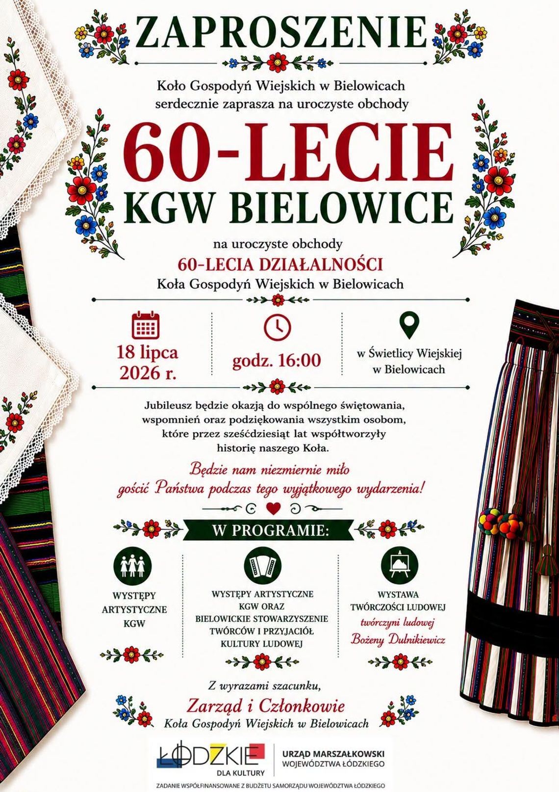 Bielowice świętują 60-lecie Koła Gospodyń Wiejskich. Będzie muzyka, rękodzieło i regionalne smaki Bielowice świętują 60-lecie Koła Gospodyń Wiejskich. Będzie muzyka, rękodzieło i regionalne smaki