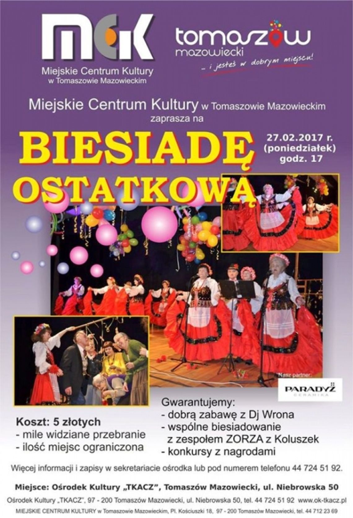 Biesiada Ostatkowa w filii “Tkacz”