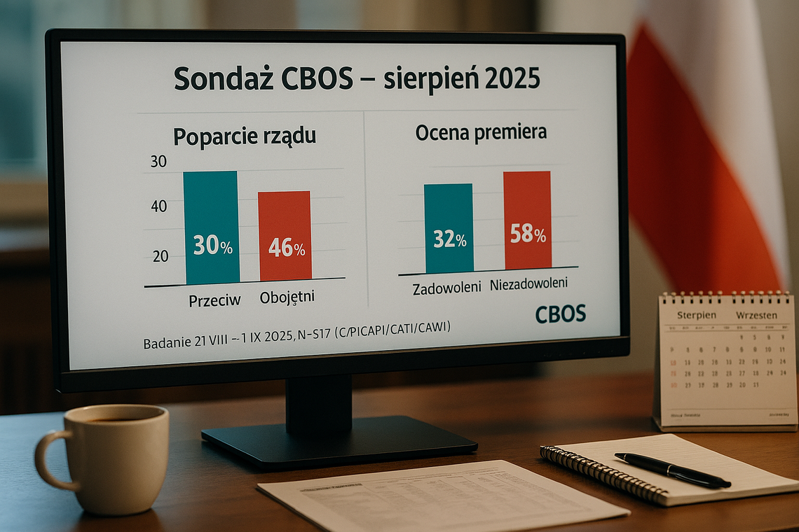 CBOS: 30 proc. badanych popiera rząd; 46 proc. jest mu przeciwnych