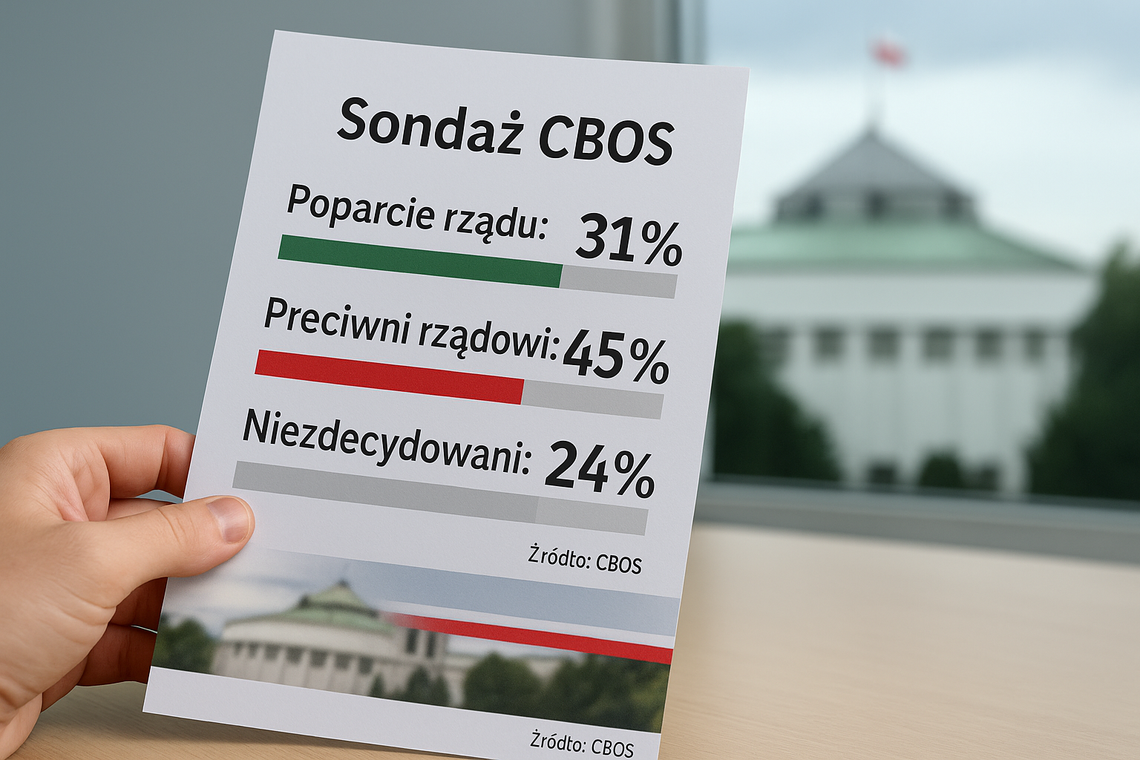 CBOS: 31 proc. badanych popiera rząd; 45 proc. jest mu przeciwnych