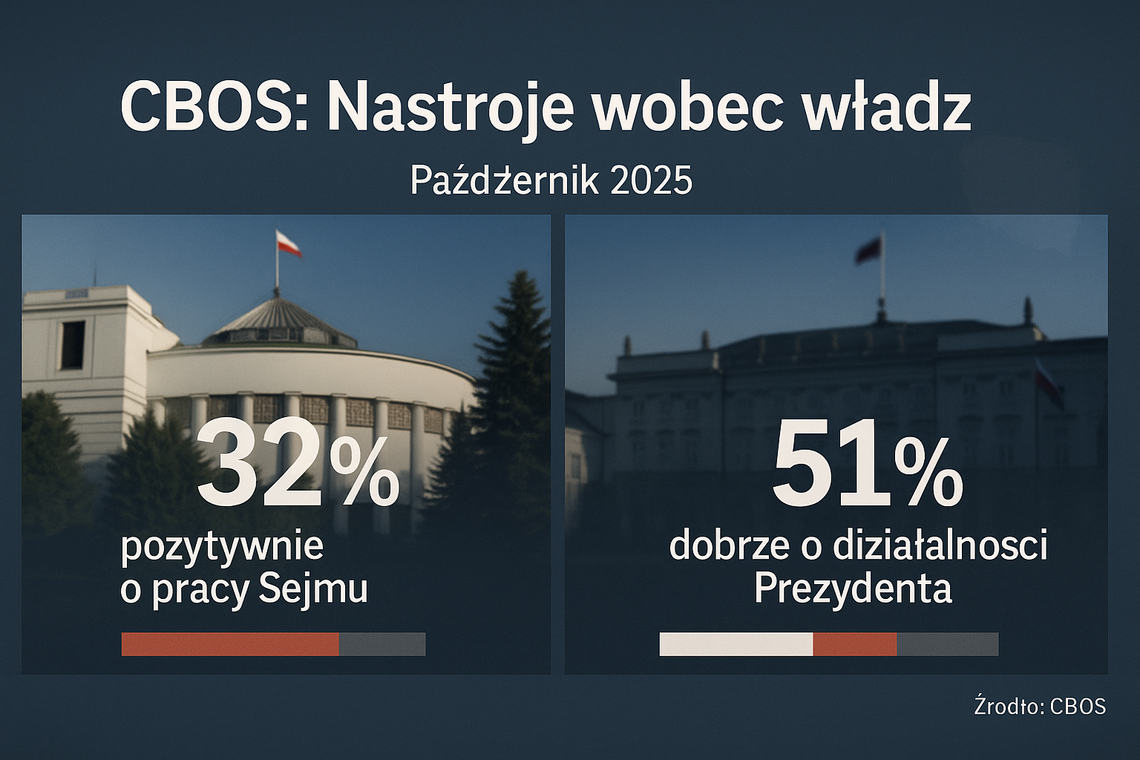 CBOS: 32 proc. badanych pozytywnie ocenia pracę Sejmu, 51 proc. – dobrze o działalności prezydenta