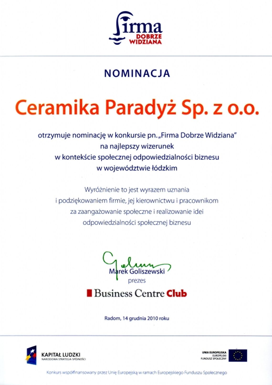 Ceramika Paradyż dobrze widziana