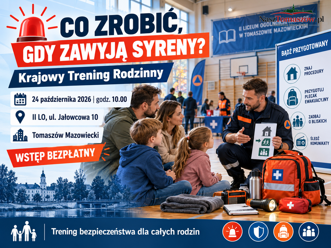 Co zrobić, gdy zawyją syreny? W Tomaszowie odbędzie się bezpłatny trening bezpieczeństwa dla całych rodzin Co zrobić, gdy zawyją syreny? W Tomaszowie odbędzie się bezpłatny trening bezpieczeństwa dla całych rodzin