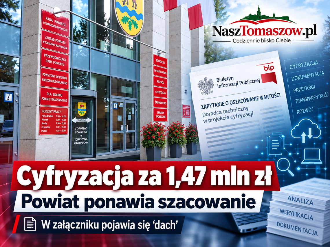 Cyfryzacja za 1,47 mln zł. Powiat ponawia szacowanie, a w BIP pojawia się… dach Cyfryzacja za 1,47 mln zł. Powiat ponawia szacowanie, a w BIP pojawia się… dach