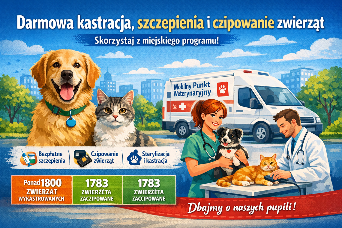 Darmowa kastracja, szczepienia i czipowanie zwierząt – rusza kolejna edycja miejskiego programu