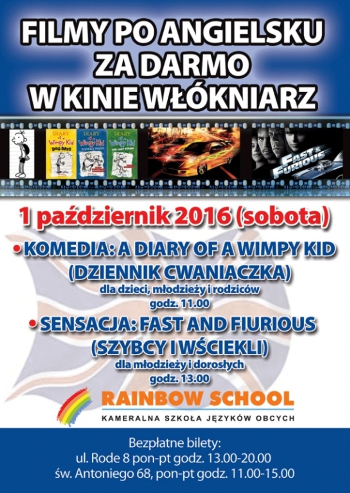 Darmowe filmy po angielsku ze szkołą językową Rainbow School