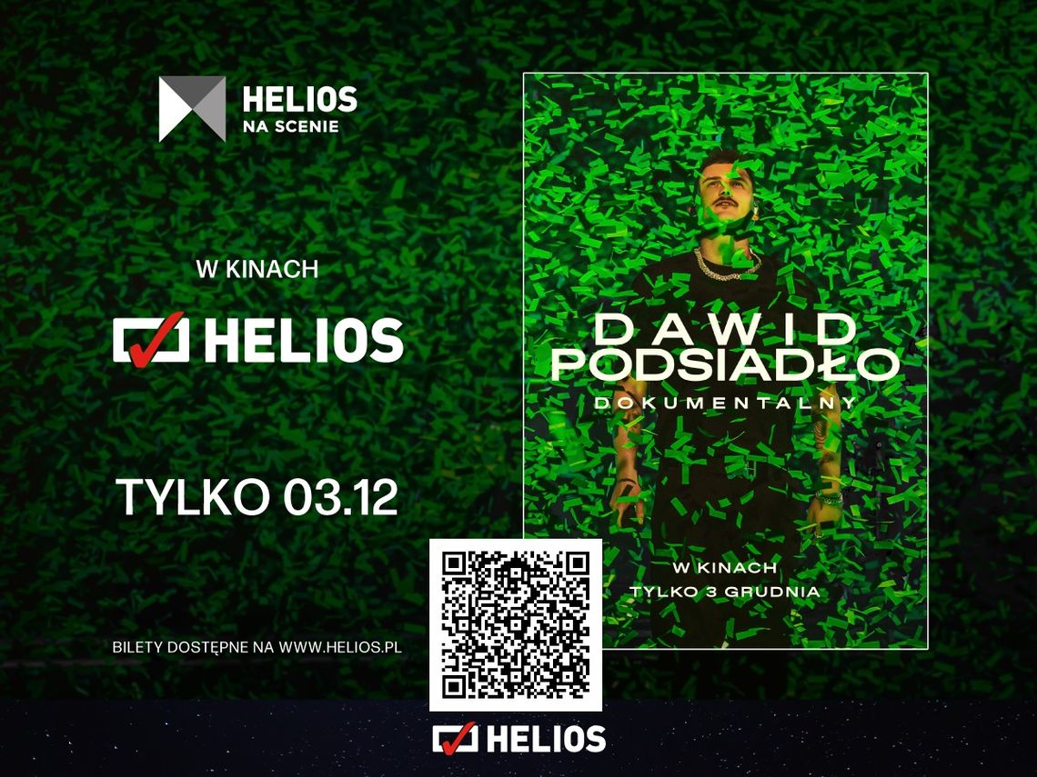 Dawid Podsiadło - Dokumentalny  tylko 3 grudnia w kinach Helios