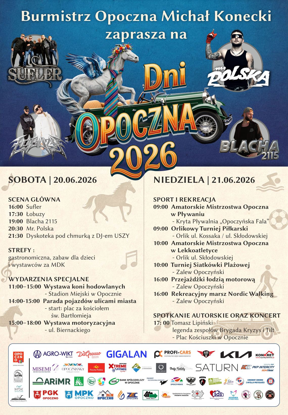 Dni Opoczna 2026 już 20 i 21 czerwca. Dwa dni koncertów, parady i sportowych emocji