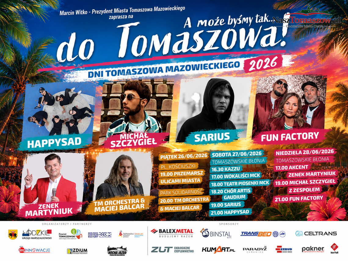 Dni Tomaszowa 2026 zapowiedziane. Miasto szykuje atrakcje dla mieszkańców Dni Tomaszowa 2026 zapowiedziane. Miasto szykuje atrakcje dla mieszkańców