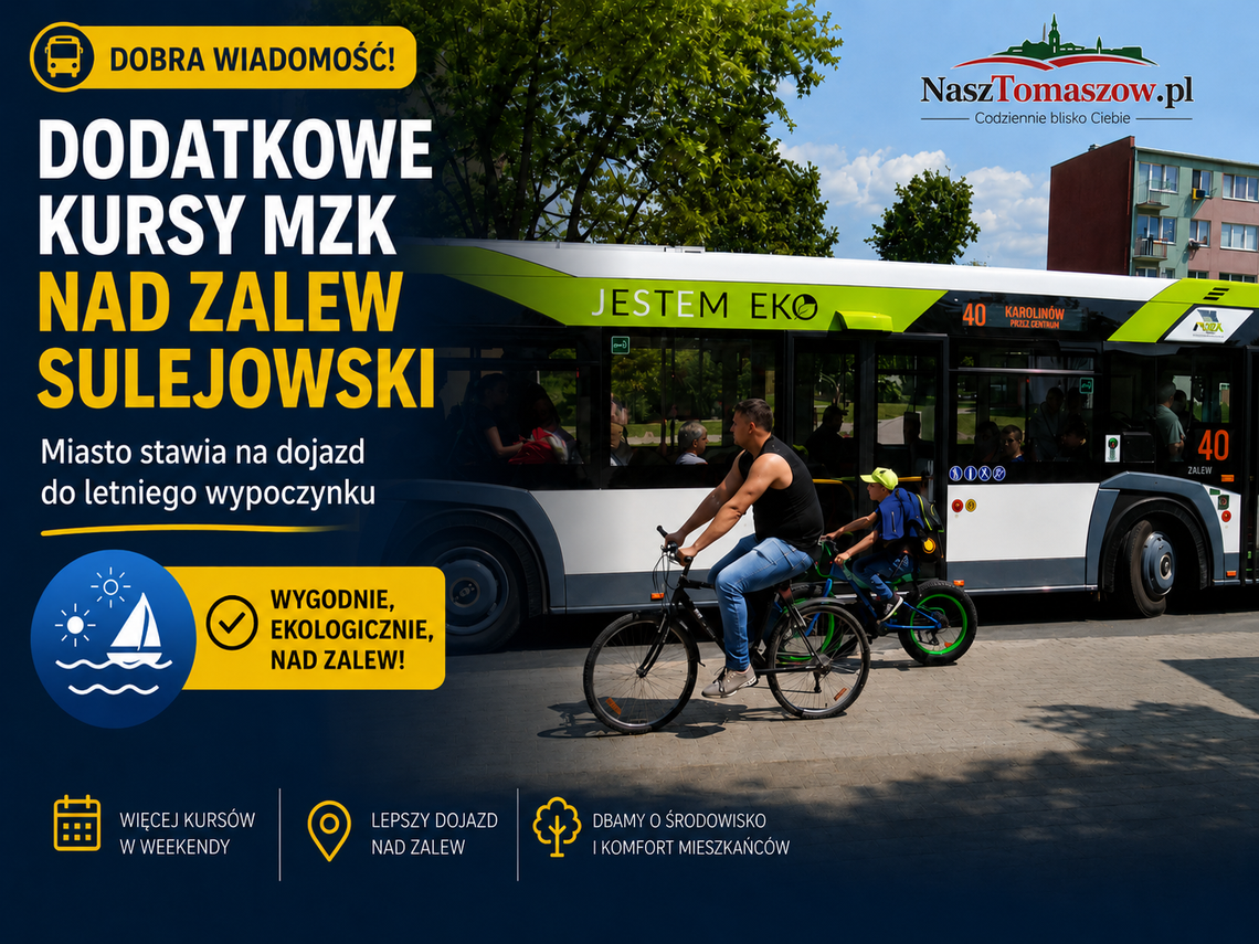 Dodatkowe kursy MZK nad Zalew Sulejowski. Miasto stawia na dojazd do letniego wypoczynku